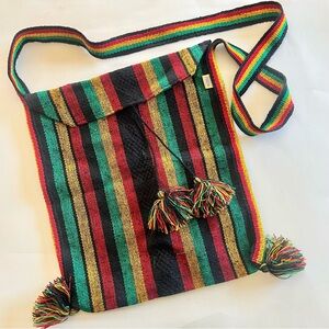 Pinzon Artesanians Messenger Crossbody Shoulder Bag Boho Hippie Rasta Rainbow